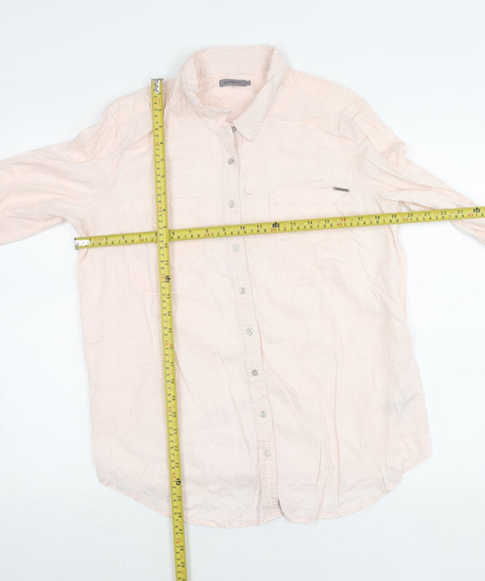 Calvin Klein Jeans Womens Pink Button-Up Long Sleeve Shirt L