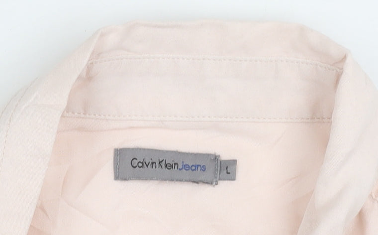 Calvin Klein Jeans Womens Pink Button-Up Long Sleeve Shirt L