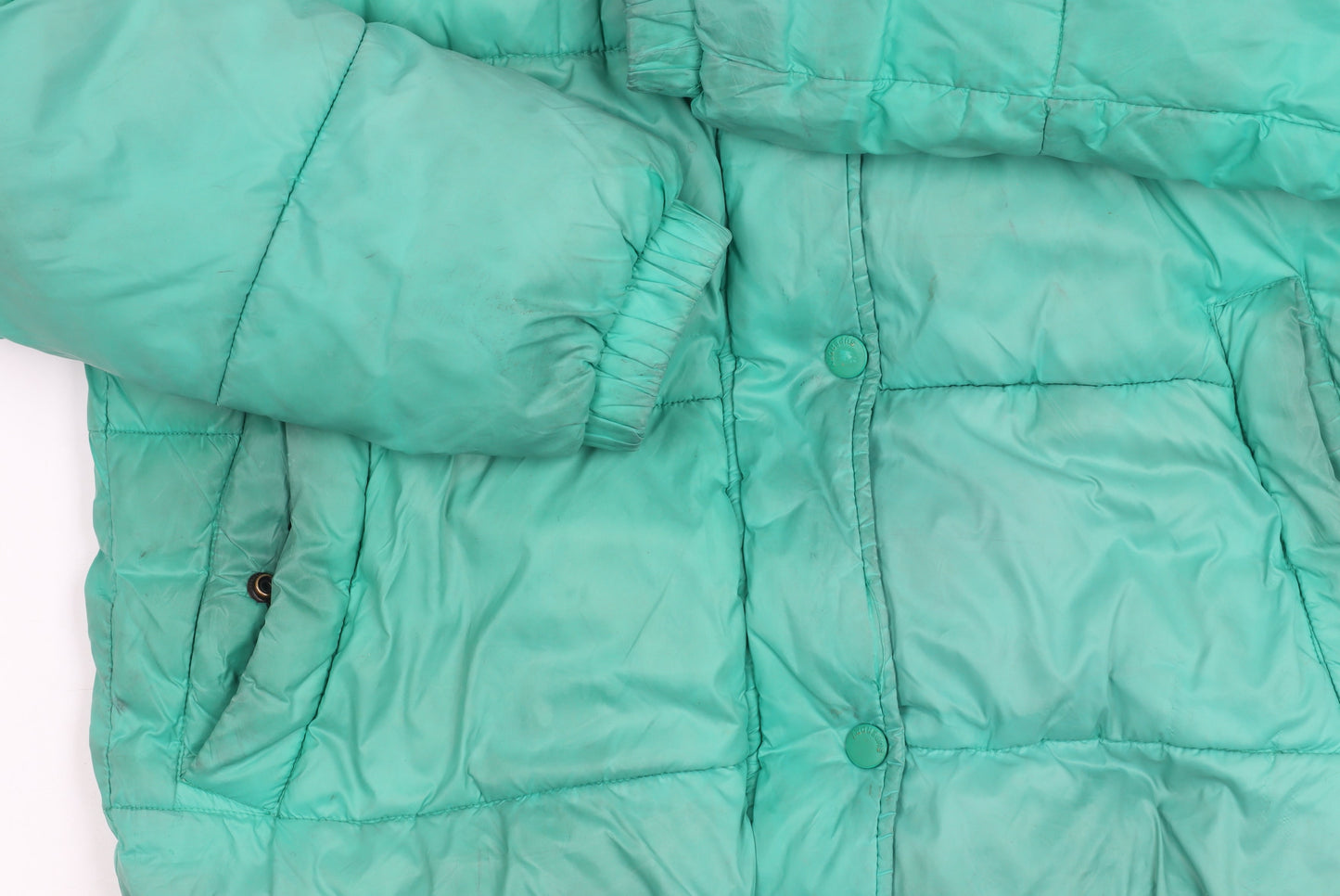 Superdry Womens Green Puffer Jacket UK 8 Hooded Mid-Length Winter Coat