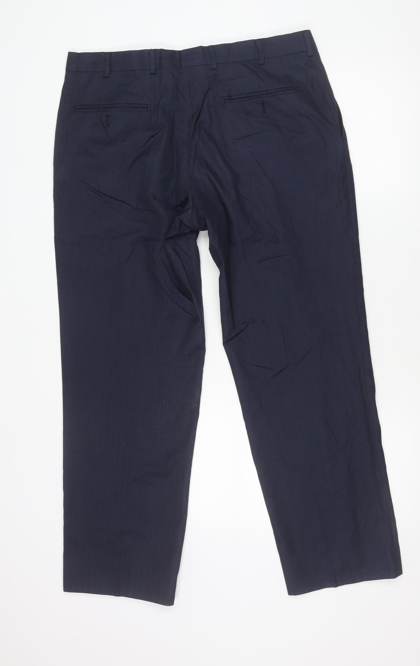 Jaeger Men’s Blue Wool Blend Dress Pants 36S Regular Fit Smart Trousers