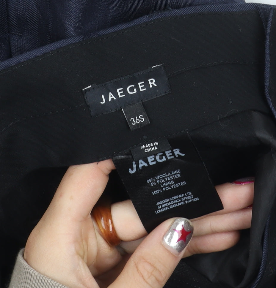 Jaeger Men’s Blue Wool Blend Dress Pants 36S Regular Fit Smart Trousers