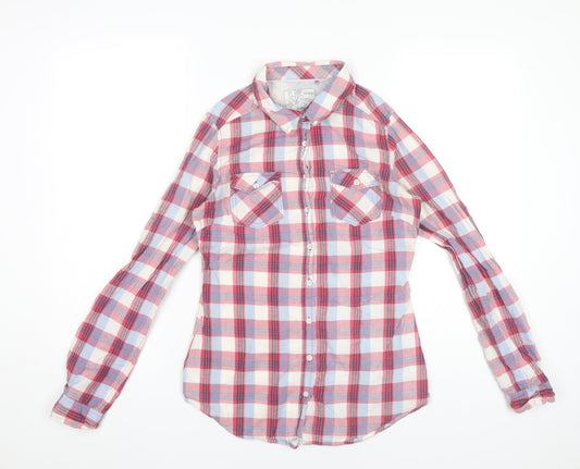 Fat Face Women’s Multicoloured Check Cotton Long Sleeve Button-Up Shirt Size 8