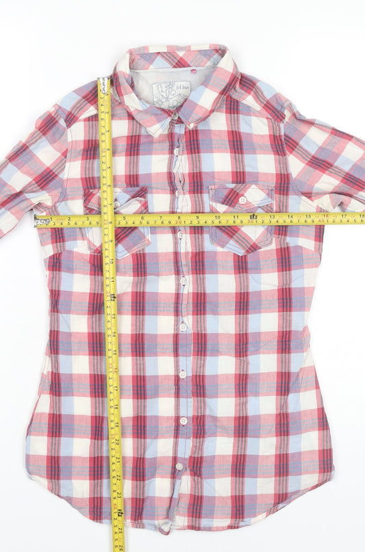 Fat Face Women’s Multicoloured Check Cotton Long Sleeve Button-Up Shirt Size 8