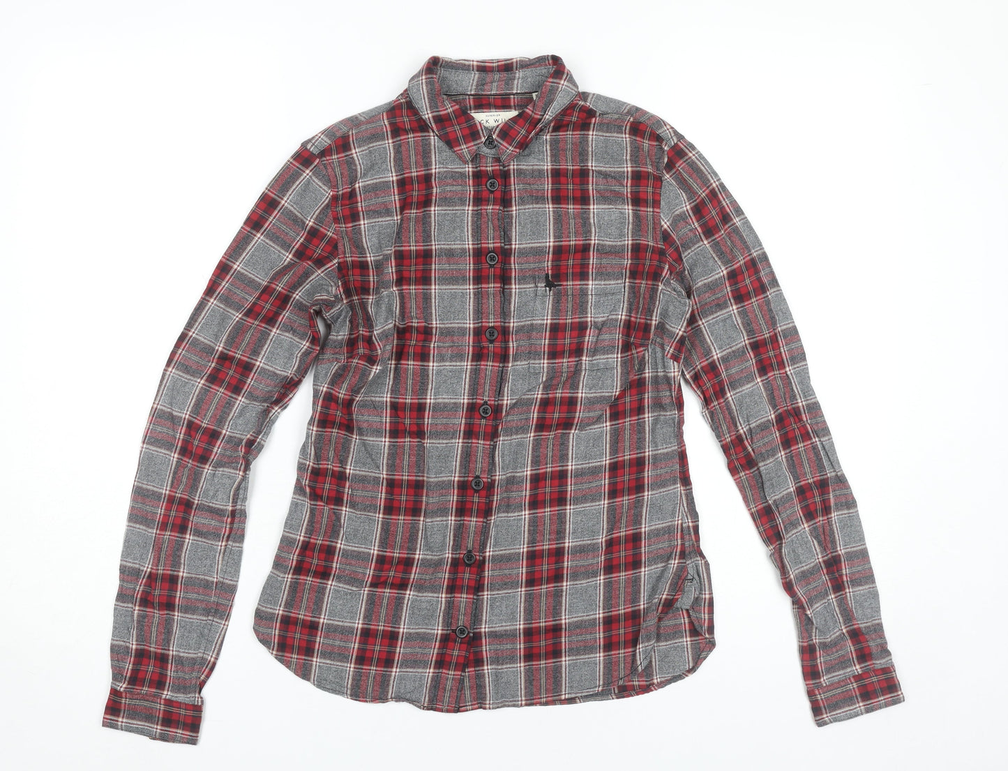 Jack Wills Womens Red Plaid Cotton Button-Up Shirt Size 6