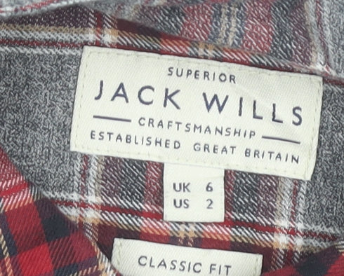 Jack Wills Womens Red Plaid Cotton Button-Up Shirt Size 6