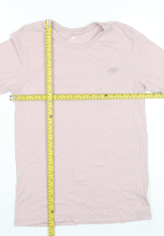 Nike Womens Pink Short Sleeve Athletic Fit Cotton T-Shirt Size S