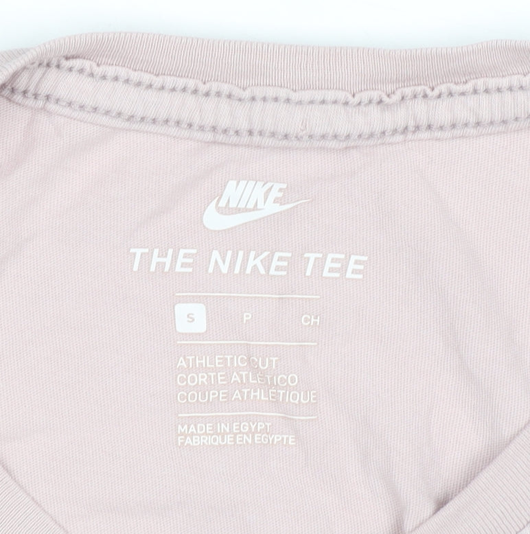 Nike Womens Pink Short Sleeve Athletic Fit Cotton T-Shirt Size S