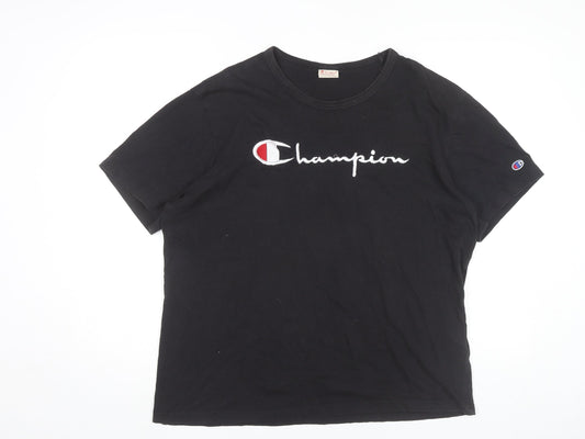 Champion Men's Black 2XL Regular Fit Cotton Logo T-Shirt