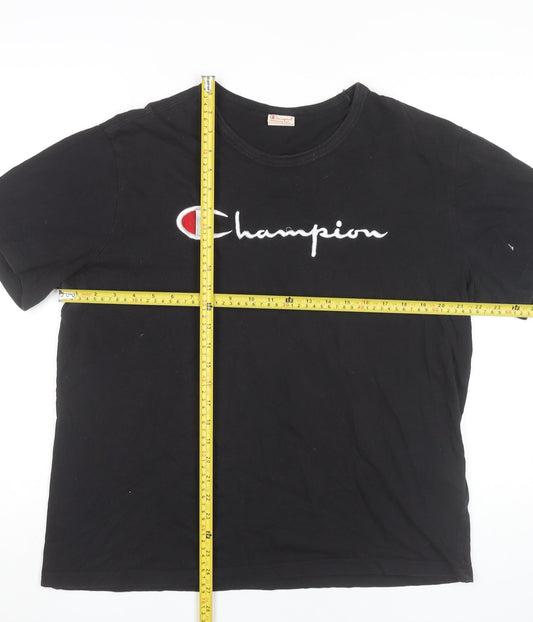 Champion Men's Black 2XL Regular Fit Cotton Logo T-Shirt