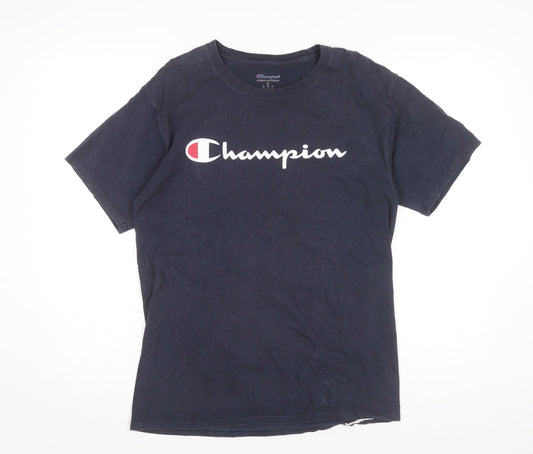 Champion Men’s Blue Medium Logo Crew Neck Short Sleeve T-Shirt