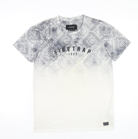 Firetrap Men's Grey Graphic Print Crew Neck T-Shirt Size M