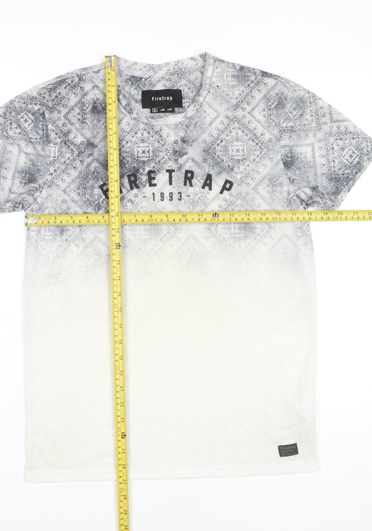 Firetrap Men's Grey Graphic Print Crew Neck T-Shirt Size M