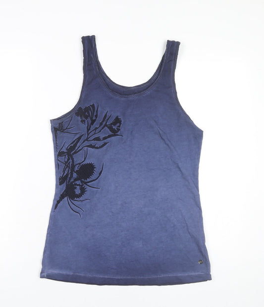Firetrap Womens Blue Floral Tank Top Sleeveless Cotton M