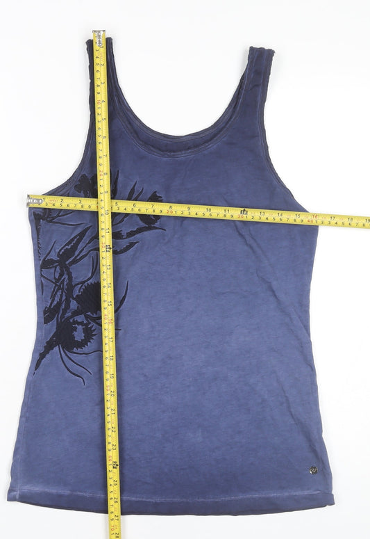 Firetrap Womens Blue Floral Tank Top Sleeveless Cotton M
