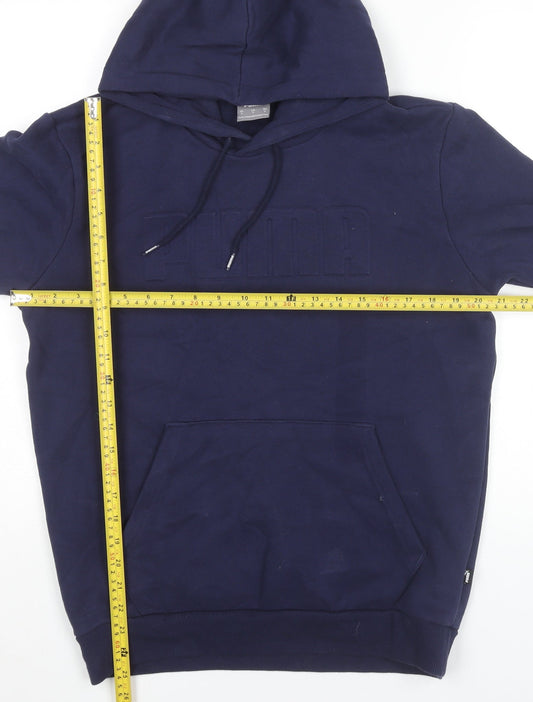 Puma Men’s Blue Pullover Hoodie Small Logo Hooded Sweatshirt