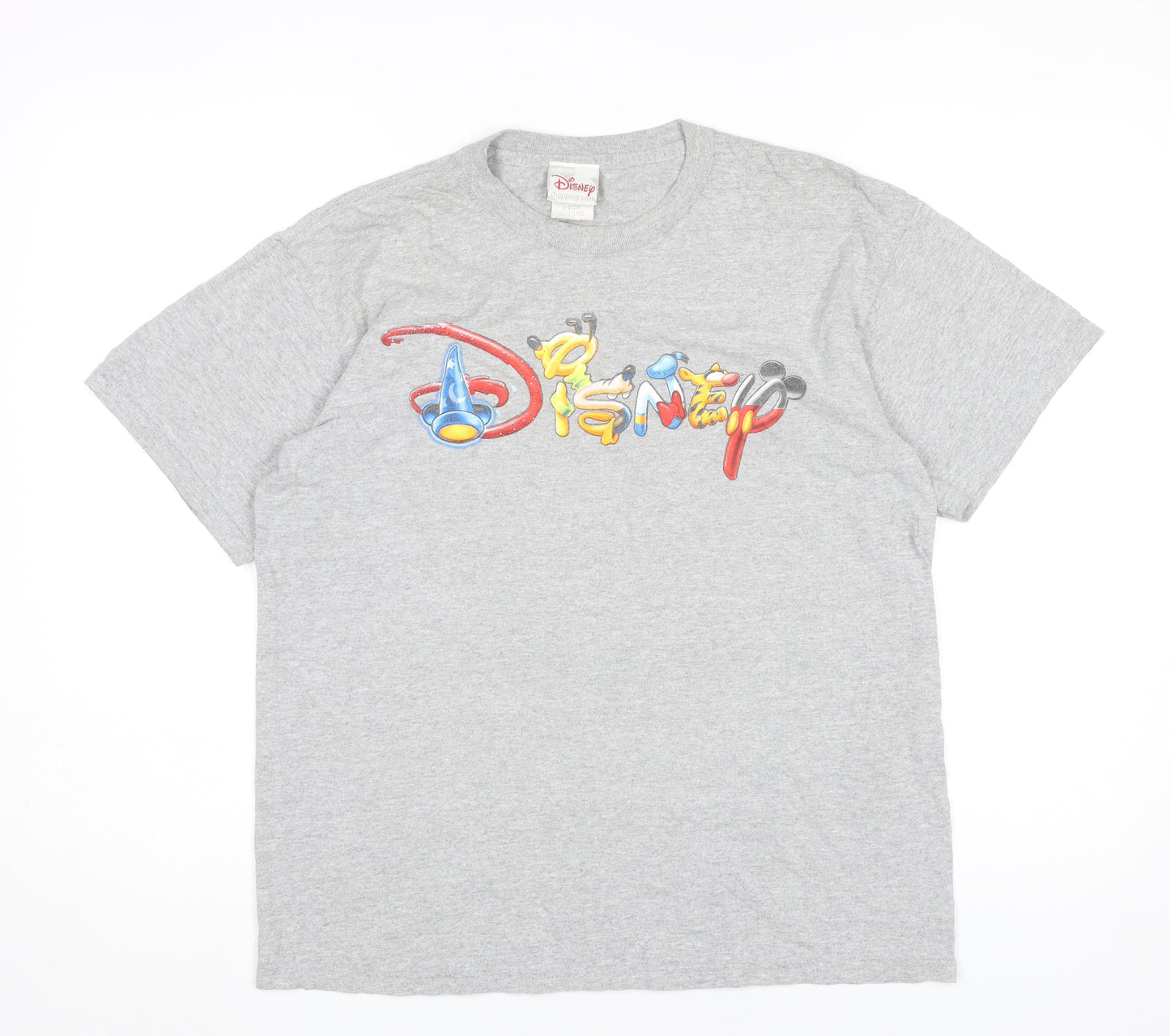 Disney Men’s Grey Graphic Logo T-Shirt Size M Short Sleeve