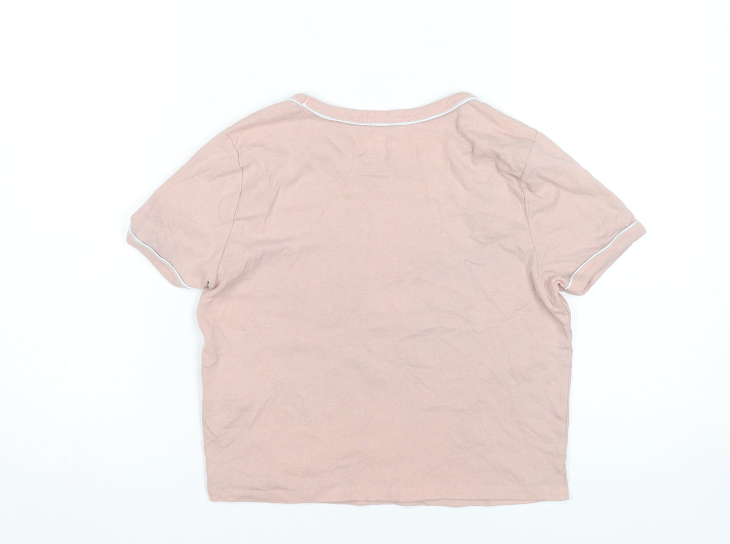 Hollister Women’s Pink Cropped T-Shirt Size M Casual Cotton