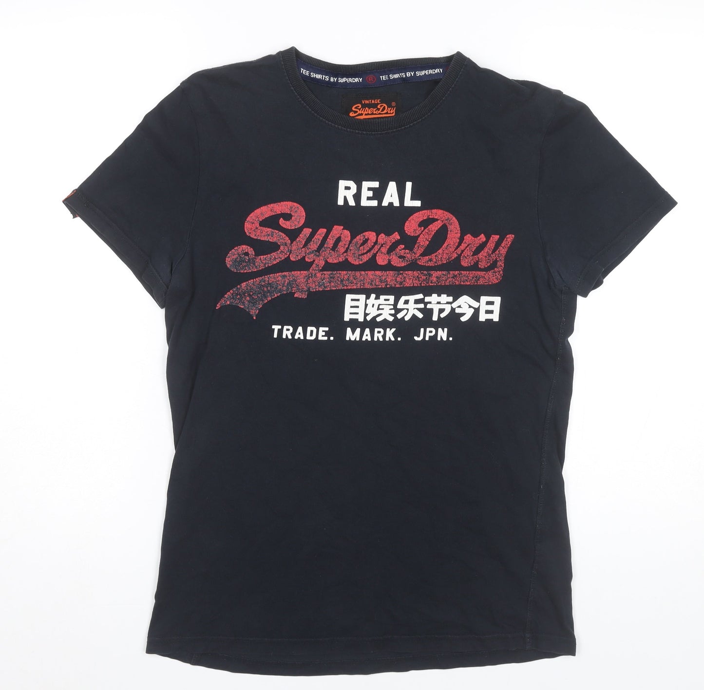 Superdry Men’s Black Graphic Print T-Shirt Size S Retro Style
