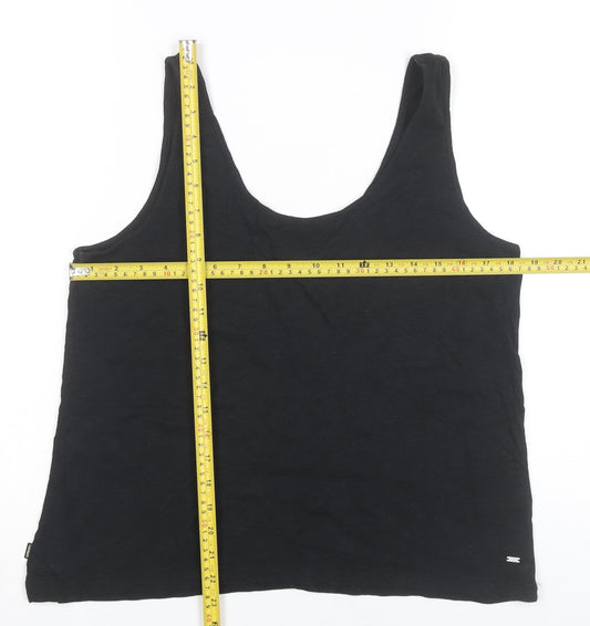 Superdry Women Black Tank Top UK 12 Scoop Neck Sleeveless