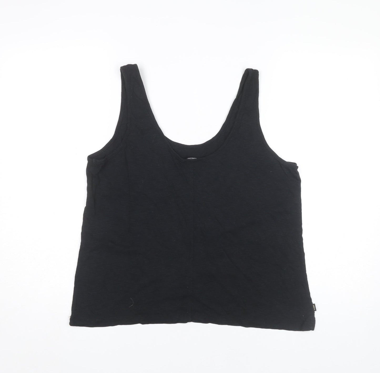 Superdry Women Black Tank Top UK 12 Scoop Neck Sleeveless