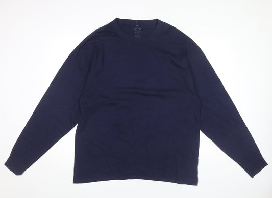 Champion Men’s Blue XL Long Sleeve Crew Neck Cotton T-Shirt