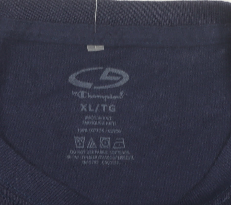 Champion Men’s Blue XL Long Sleeve Crew Neck Cotton T-Shirt