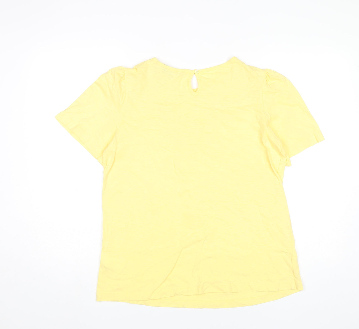 Crew Clothing Women’s Yellow Cotton Crochet Neck T-Shirt Size 12