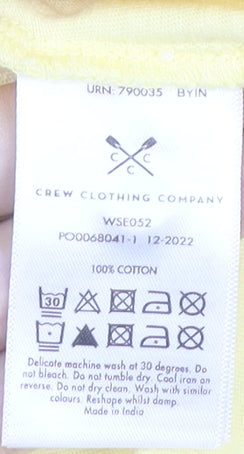 Crew Clothing Women’s Yellow Cotton Crochet Neck T-Shirt Size 12