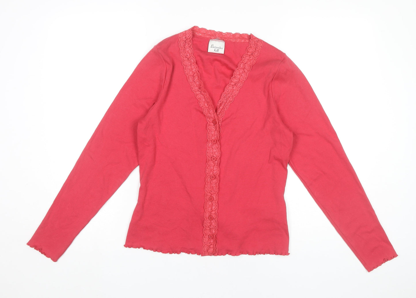 Lavender Hill Women’s Red Wrap Blouse UK 14 Long Sleeve Cotton