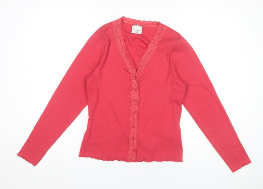 Lavender Hill Women’s Red Wrap Blouse UK 14 Long Sleeve Cotton