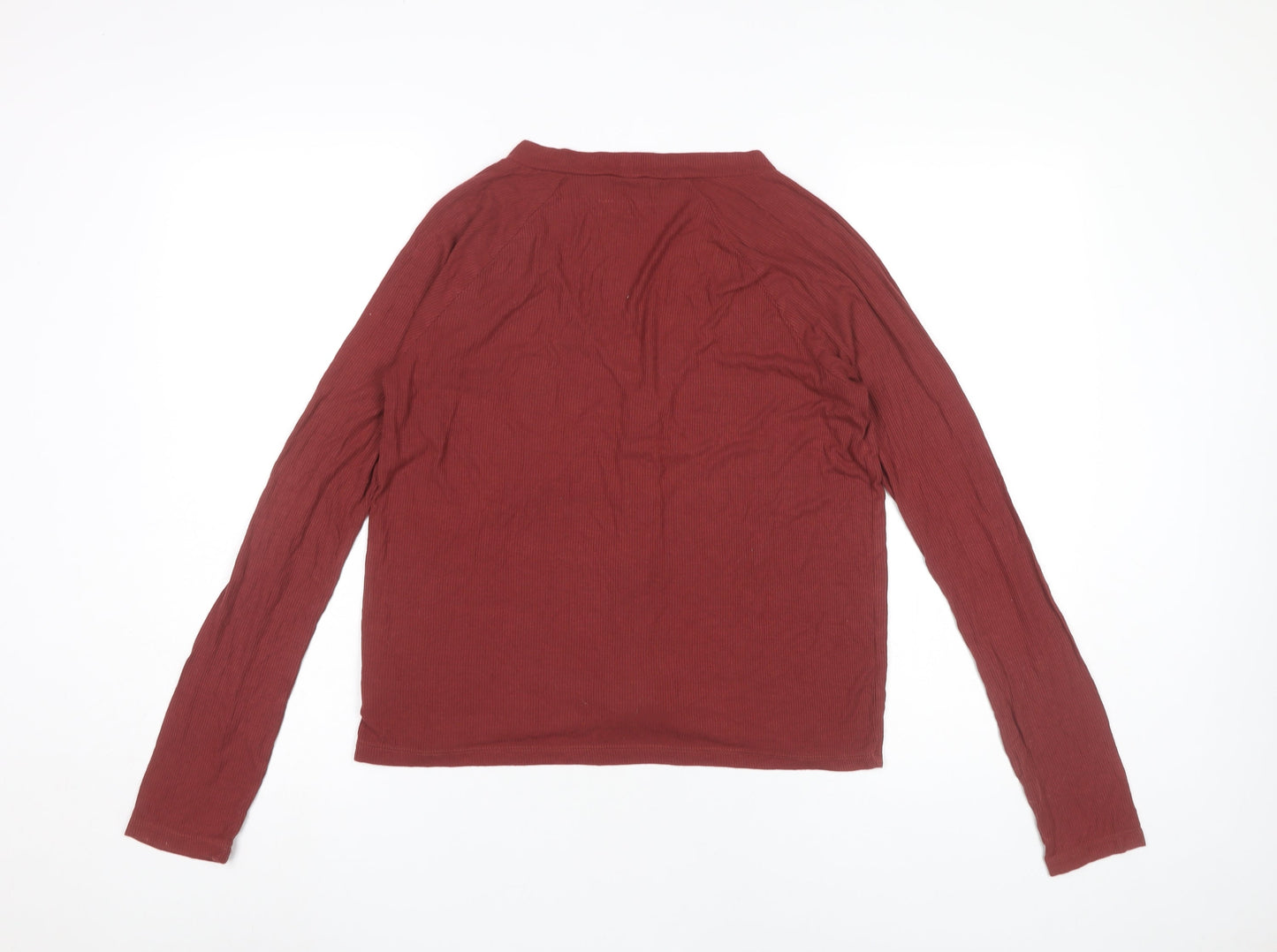 American Eagle Womens Red Button-Up Long Sleeve Jersey Top Size 14