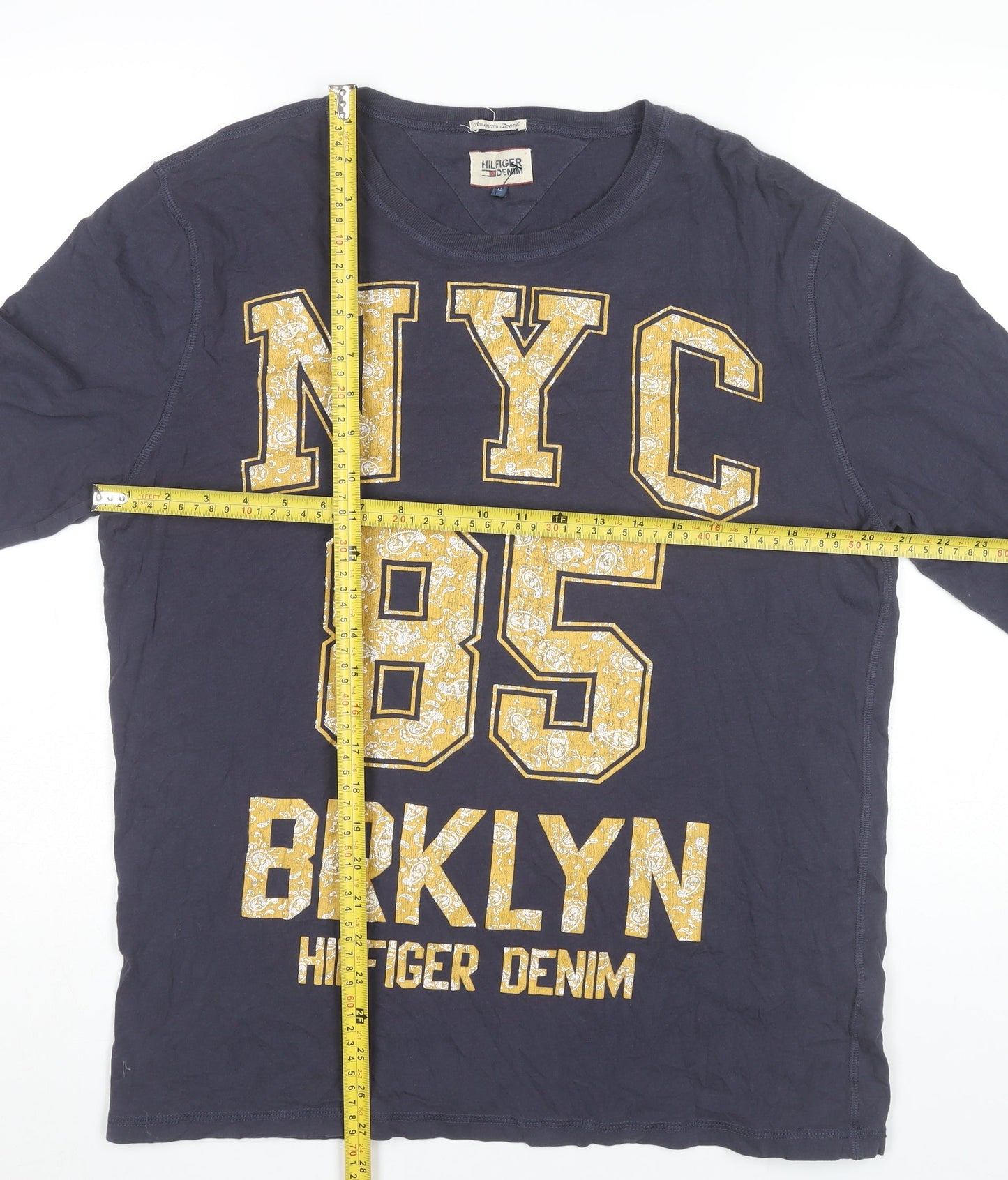 Hilfiger Denim Men's Blue Long Sleeve Graphic T-Shirt Size L