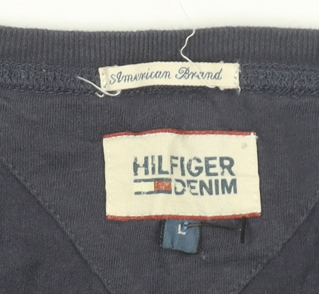 Hilfiger Denim Men's Blue Long Sleeve Graphic T-Shirt Size L