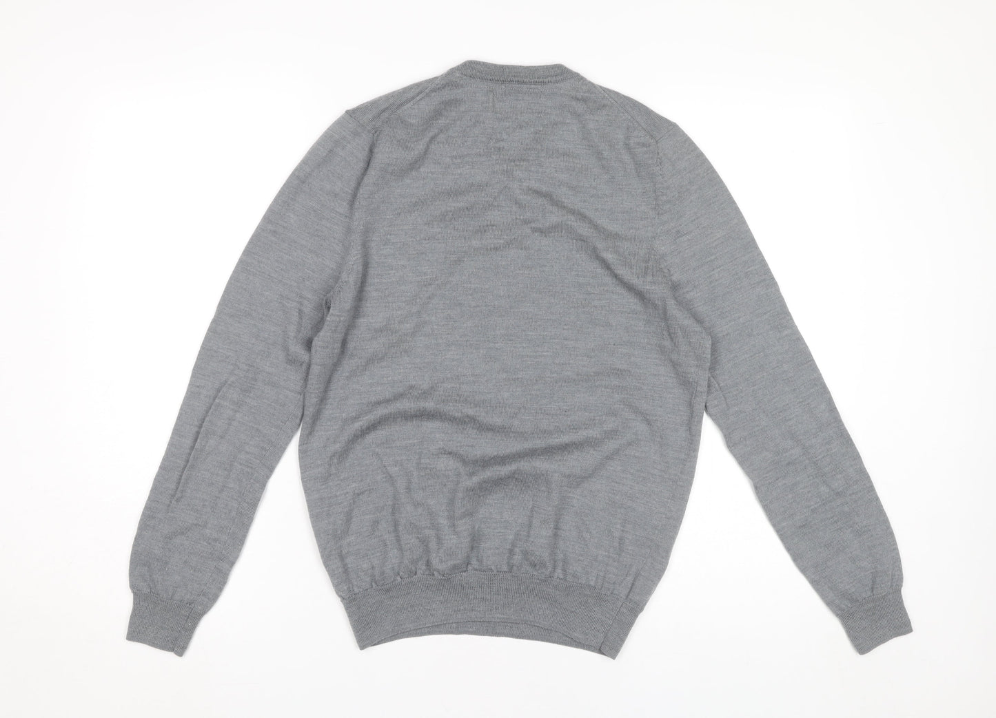 Lyle & Scott Mens Grey Wool V-Neck Jumper Size S