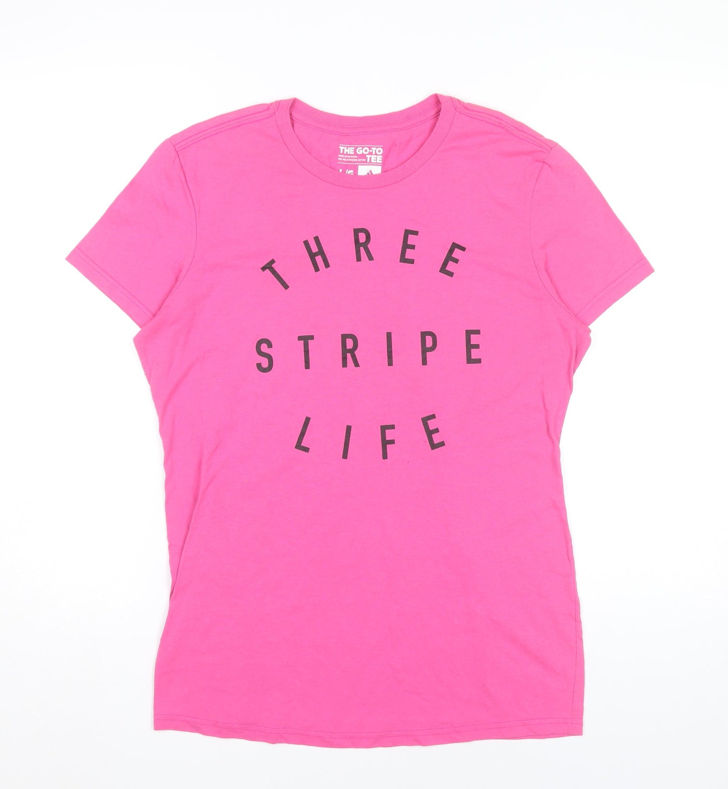 Adidas Womens Pink L T-Shirt Crew Neck Short Sleeve Sports Tee