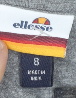 Ellesse Women's Grey Cropped Long Sleeve Zip T-Shirt Size 8
