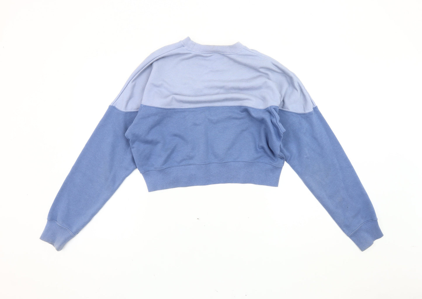 Nike Women’s Blue Cropped Sweatshirt Medium Cotton Blend Logo