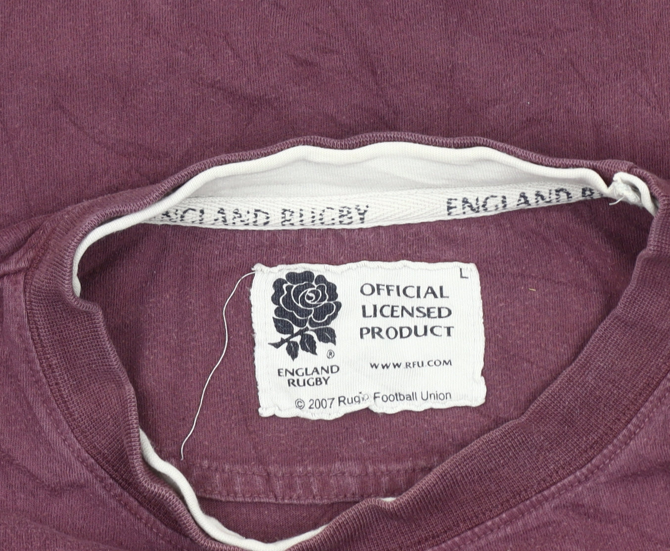 England Rugby Mens Purple Long Sleeve Graphic T-Shirt Size L Cotton