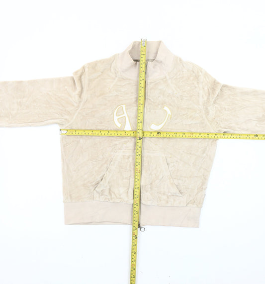 Armani Jeans Womens Beige Bomber Jacket Size 12 Cotton Blend