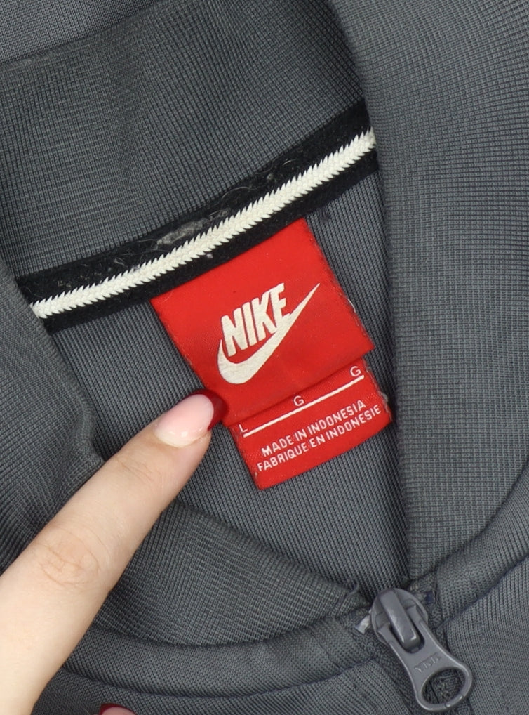 Nike Men Grey Track Jacket L Full Zip Polyester Sportswear