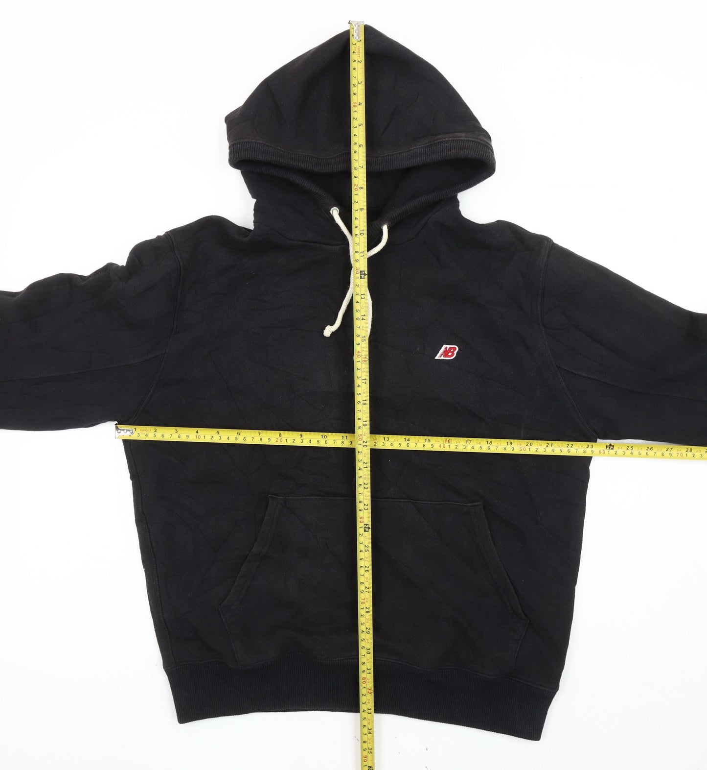 New Balance Men’s Black Pullover Hoodie M Logo Fleece Sweatshirt