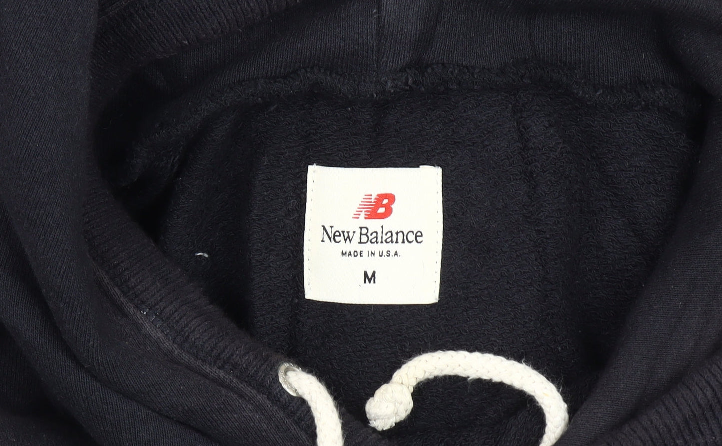 New Balance Men’s Black Pullover Hoodie M Logo Fleece Sweatshirt