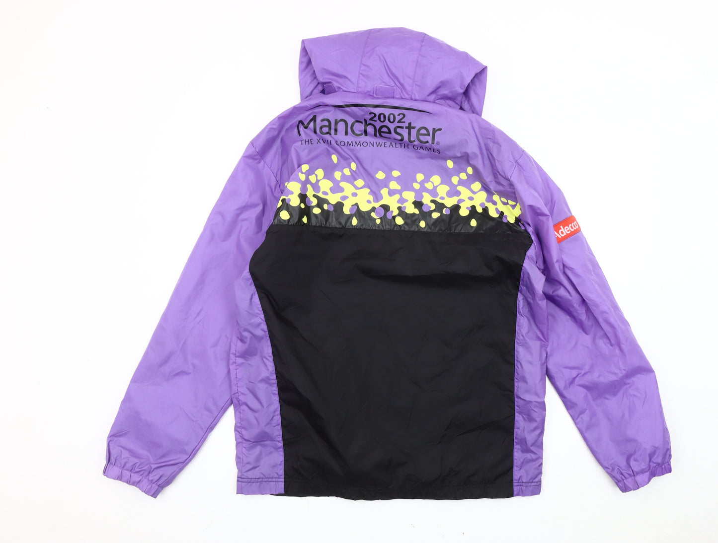 Manchester 2002 Commonwealth Games Men’s Purple Black Hooded Windbreaker Jacket Size S