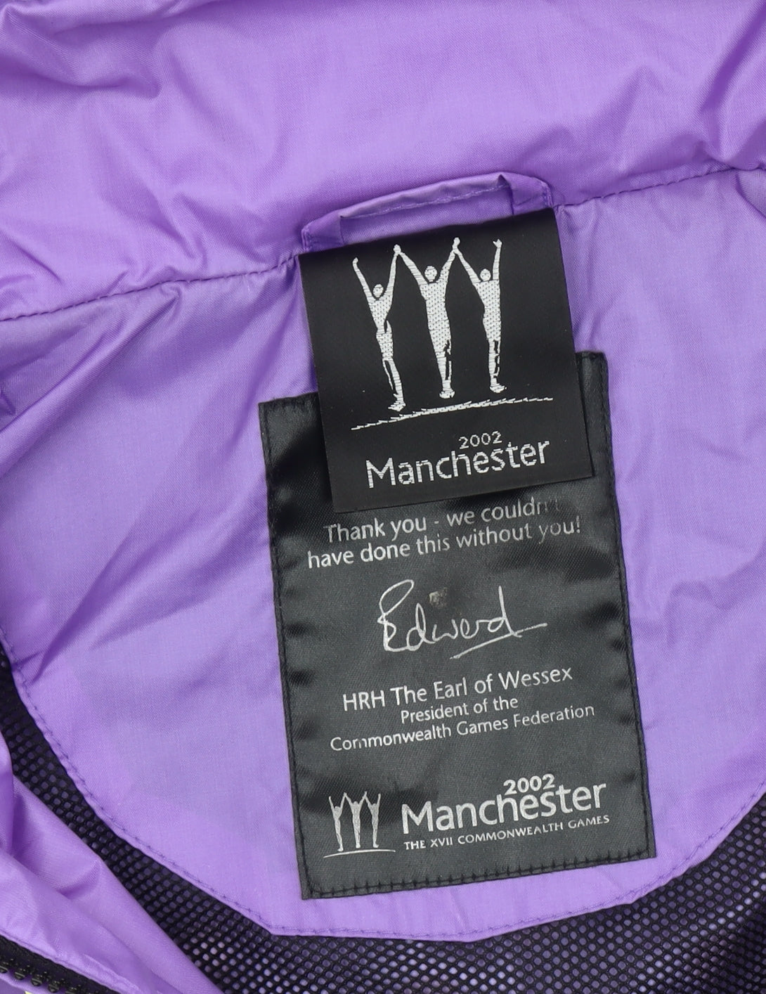 Manchester 2002 Commonwealth Games Men’s Purple Black Hooded Windbreaker Jacket Size S