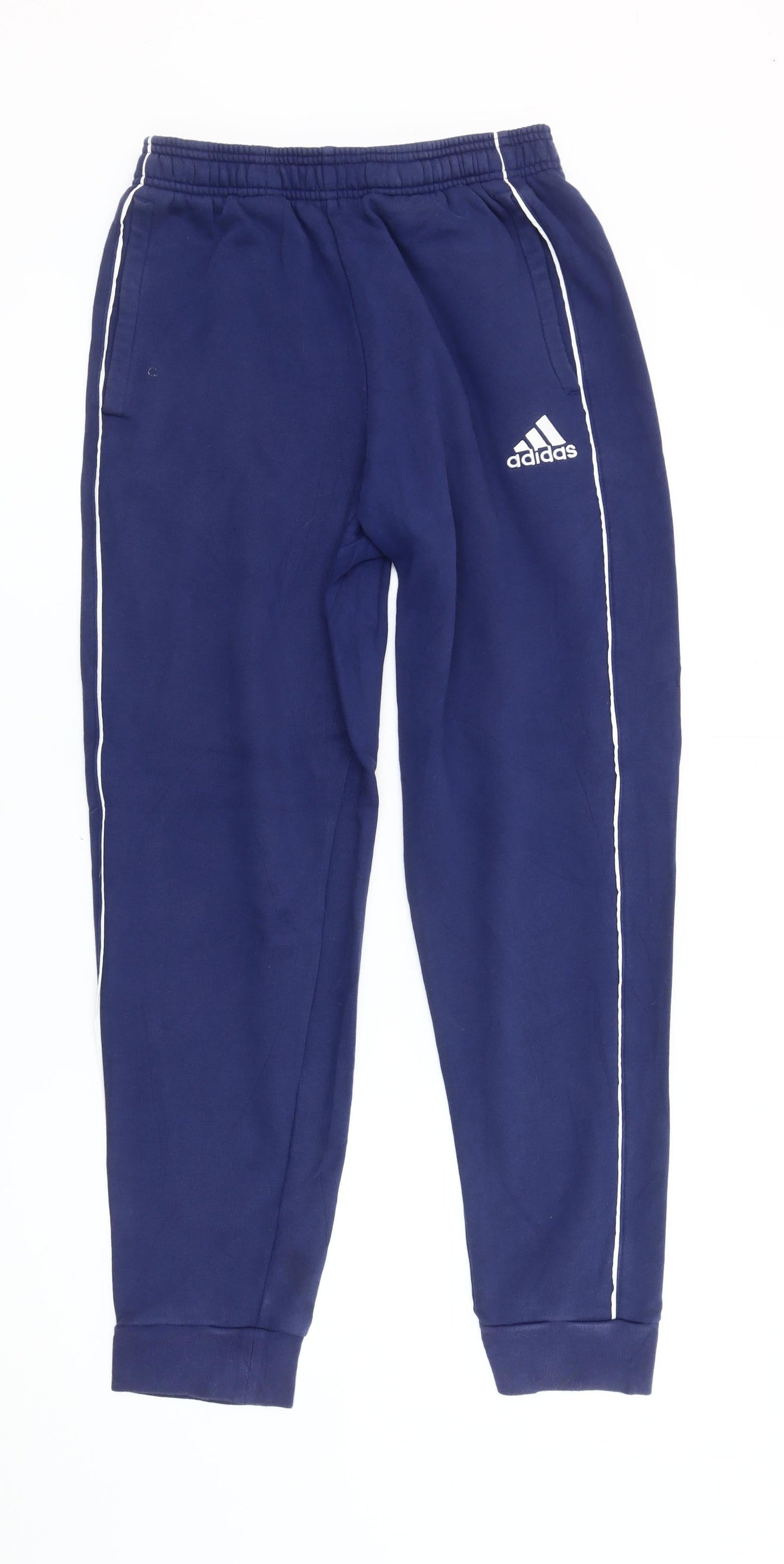Adidas Men Blue Jogger Sweatpants Small Tapered Fleece Sportswear