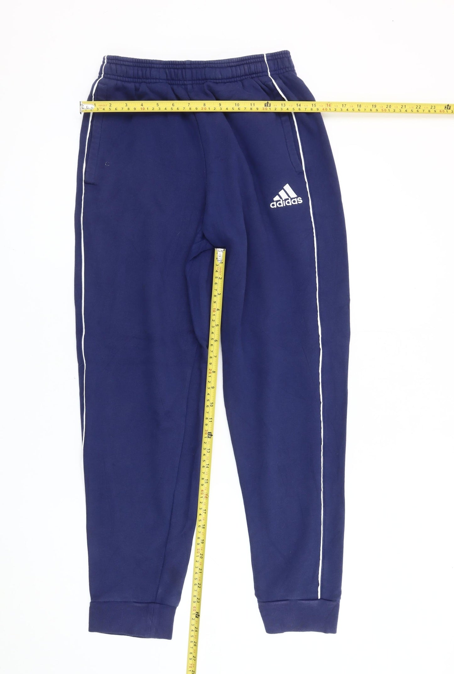 Adidas Men Blue Jogger Sweatpants Small Tapered Fleece Sportswear