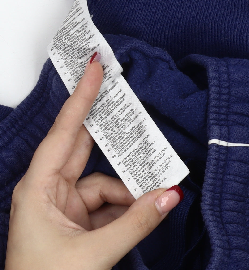 Adidas Men Blue Jogger Sweatpants Small Tapered Fleece Sportswear