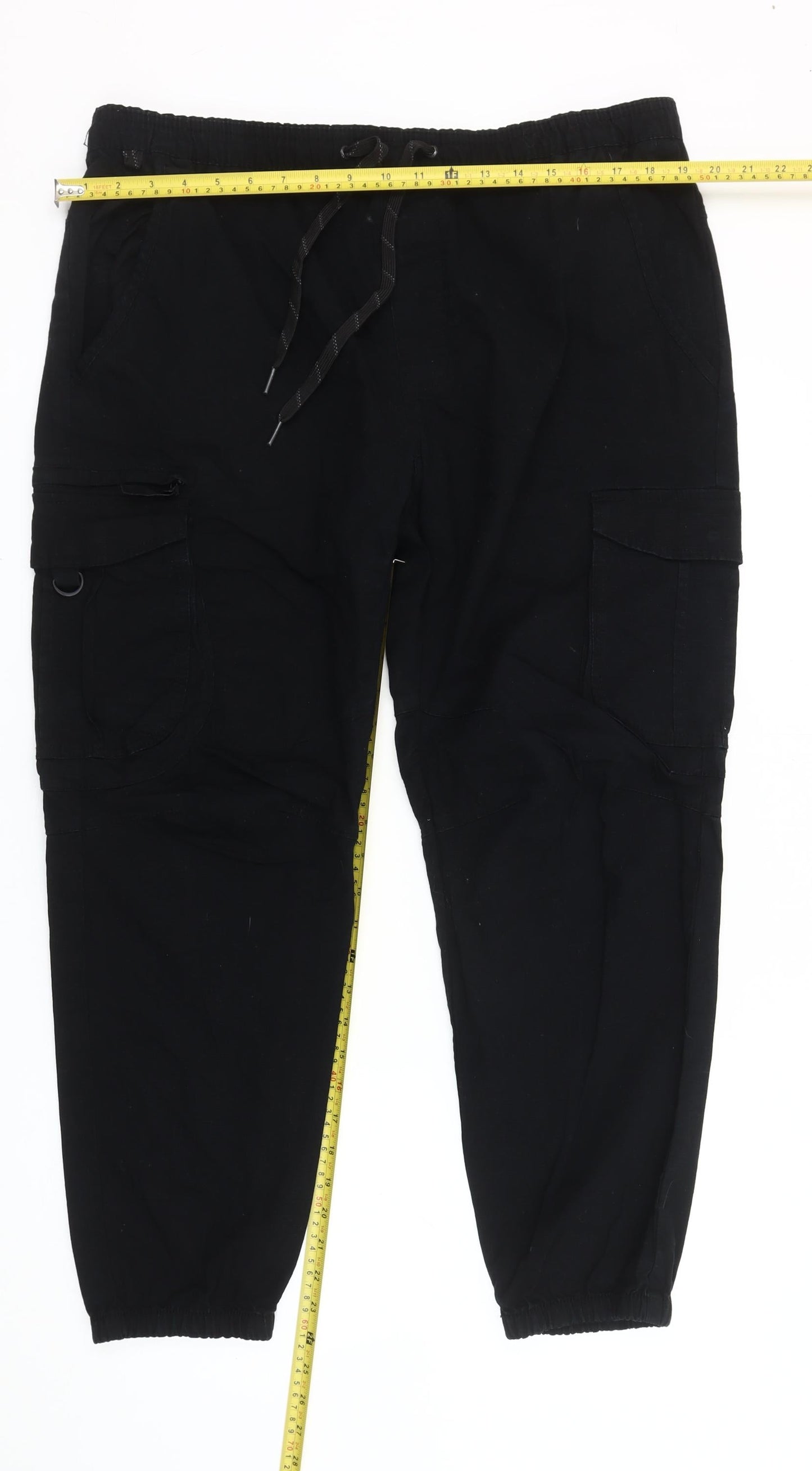 Pull&Bear Men’s Black Cargo Trousers XL Cotton Blend Casual
