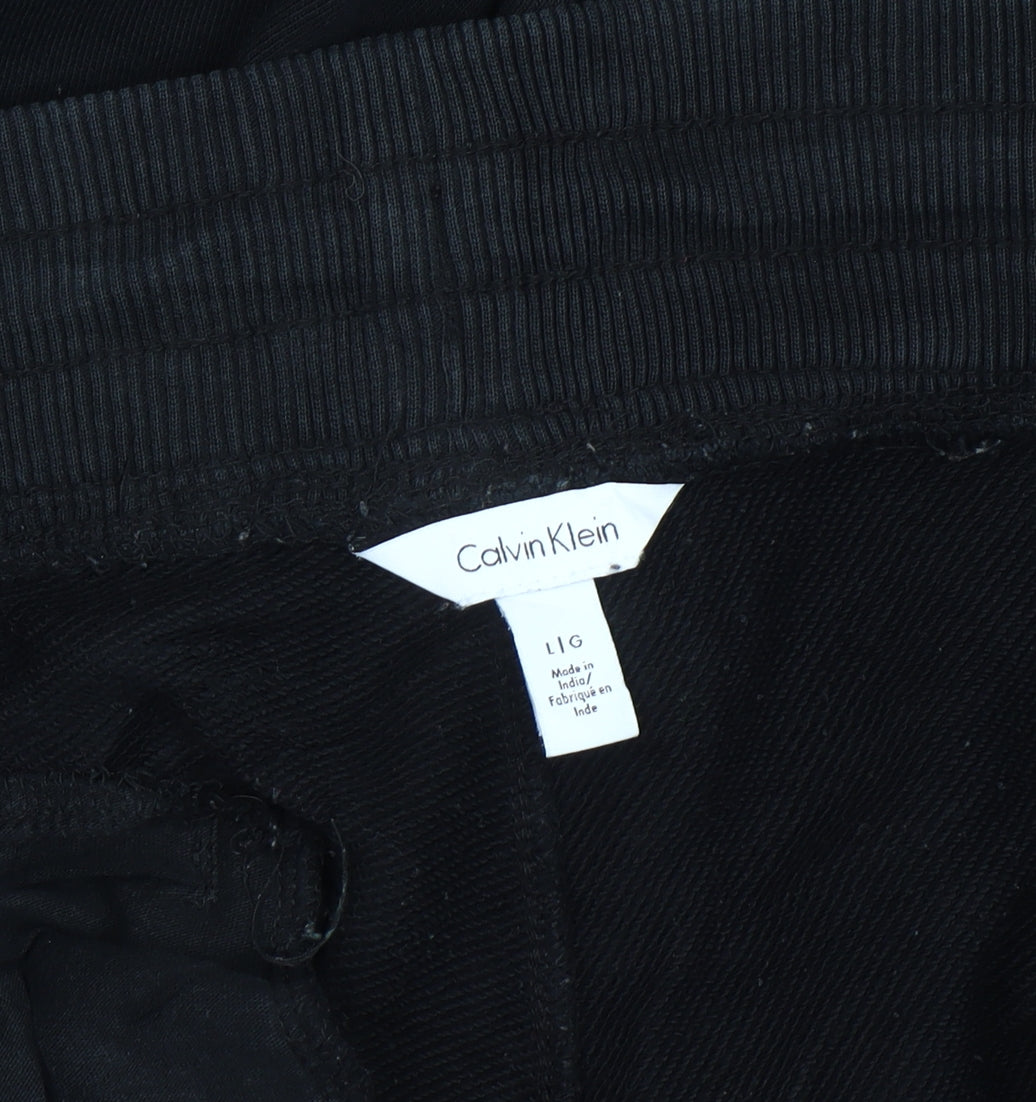 Calvin Klein Mens Black Jogger Trousers Size L Fleece Tapered