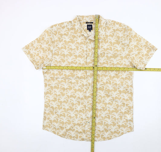 GAP Men’s Beige Slim Fit Hawaiian Beach Short Sleeve Shirt M